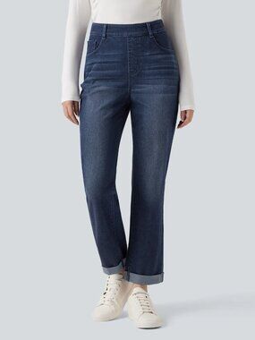 Halara Flex™ High Waisted Rolled Hem Casual Slim Jeans with Pockets size L